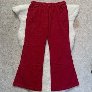 Chai Groovy 70s-Style Corduroy Red Flared Bell Bottom Pants Size S